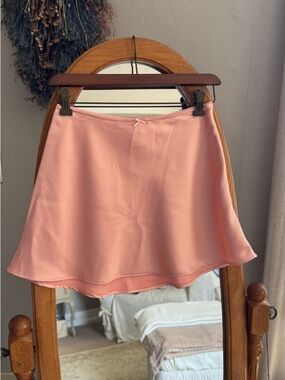 wild fable Peach-Pink Satin A-Line Skater Skirt